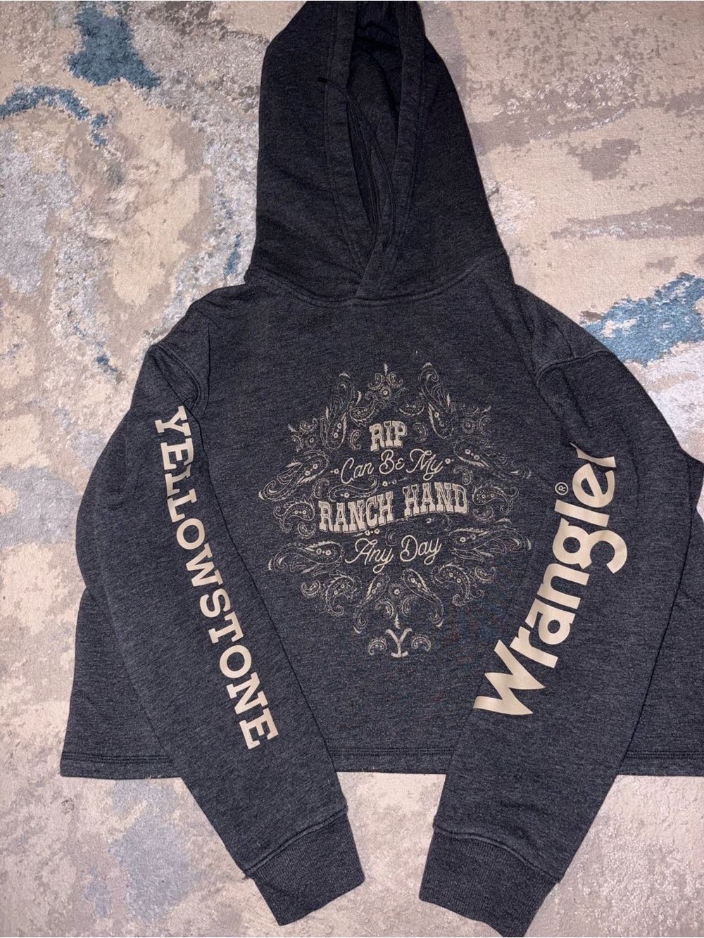 Wrangler Dark Gray Hoodie Yellowstone Rip Ranch Hand Medium
